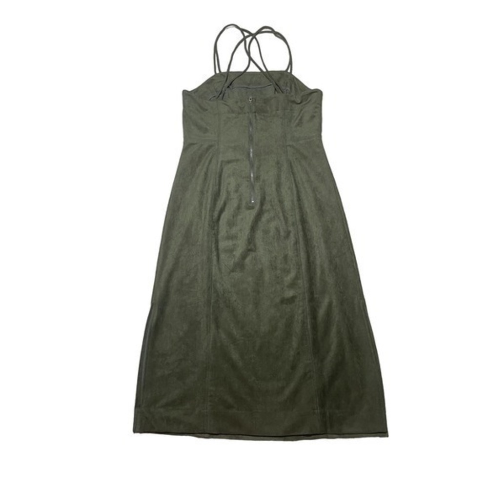 Anthropologie Faux Suede Midi Slip Dress Size 10 Moss Green NWT - Picture 9 of 11